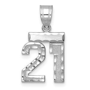 14k White Gold, Varsity Collection, Small D/C Pendant, Number 21